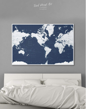 Map On Blue Background Canvas Wall Art - image 1