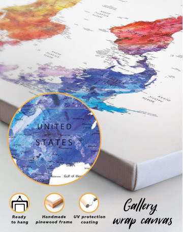 3 Pieces Watercolor Travel Map Canvas Wall Art - image 1