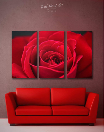 3 Panels Red Rose Canvas Wall Art