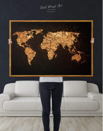 Framed Abstract Golden Map Canvas Wall Art - image 5