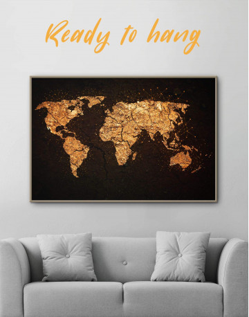 Framed Abstract Golden Map Canvas Wall Art - image 4