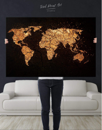Abstract Golden Map Canvas Wall Art - image 2