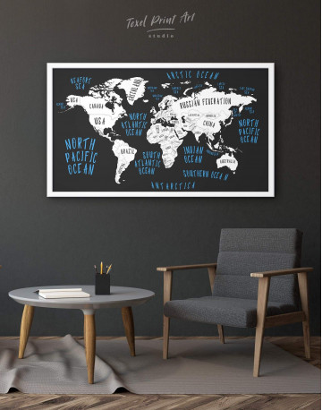 Framed Stylish World Map Canvas Wall Art - image 1