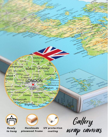 Great Britain Push Pin Map Canvas Wall Art - image 1