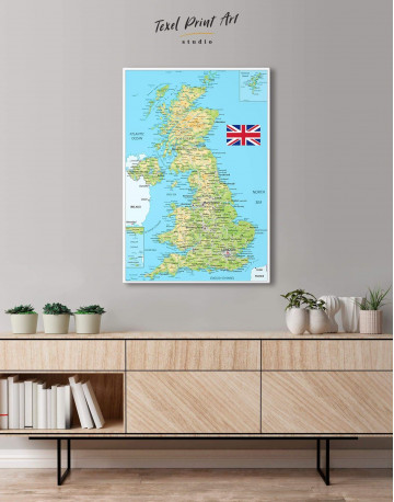 Great Britain Push Pin Map Canvas Wall Art