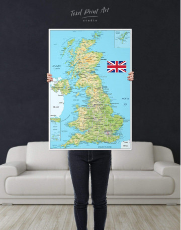 Great Britain Push Pin Map Canvas Wall Art - image 2