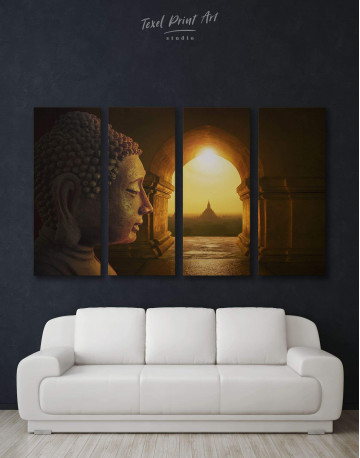 4 Panels Equanimity of Buddha Canvas Wall Art
