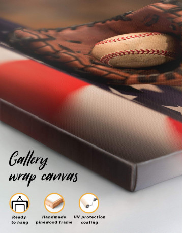 5 Panels Baseball With American Flag Canvas Wall Art - image 1