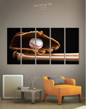 5 Panels Baseball Bats Canvas Wall Art