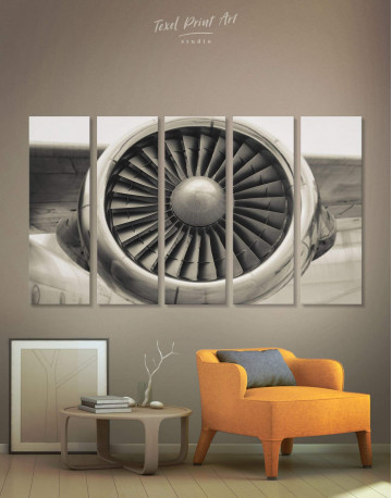 5 Pieces Airplane Turbine Canvas Wall Art