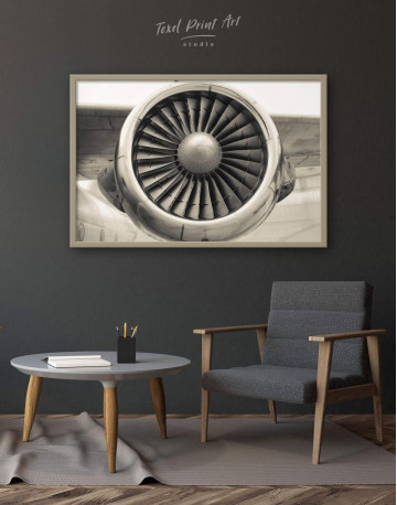 Framed Airplane Turbine Canvas Wall Art - image 1