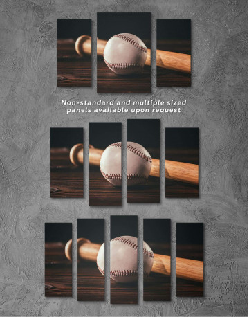 3 Panels Ball and Bat Baseball Canvas Wall Art - image 2