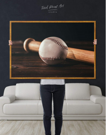 Framed Ball and Bat Baseball Canvas Wall Art - image 2