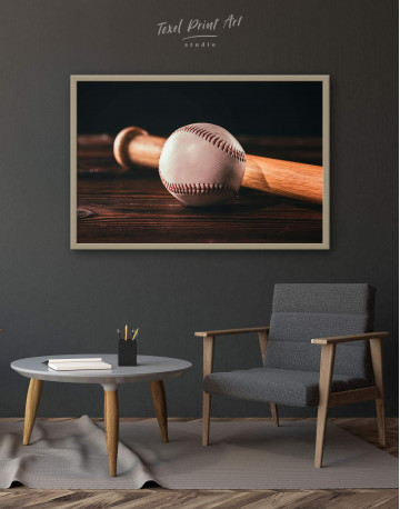 Framed Ball and Bat Baseball Canvas Wall Art - image 1