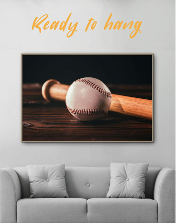 Framed Ball and Bat Baseball Canvas Wall Art