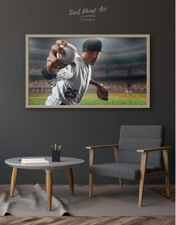 Framed Baseball Pitcher Canvas Wall Art - image 1