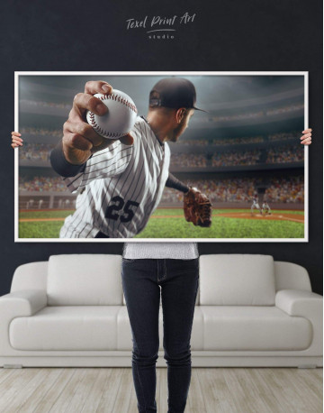 Framed Baseball Pitcher Canvas Wall Art - image 2