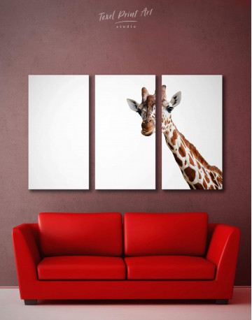 3 Panels Funny Giraffe Canvas Wall Art