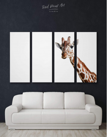 4 Panels Funny Giraffe Canvas Wall Art
