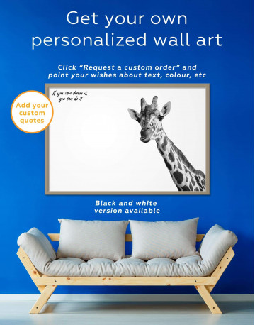 Framed Funny Giraffe Canvas Wall Art - image 1
