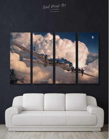 4 Panels Military Aircraft Canvas Wall Art