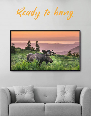 Framed Wild Moose Canvas Wall Art