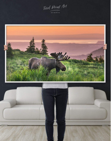 Framed Wild Moose Canvas Wall Art - image 4