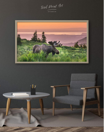 Framed Wild Moose Canvas Wall Art - image 5