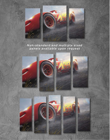 3 Panels Lightning McQueen Cars 3 Canvas Wall Art - image 3
