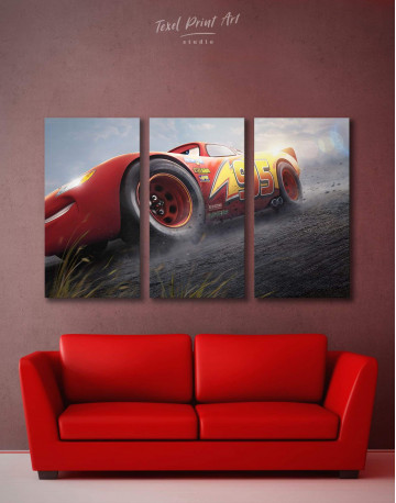 3 Panels Lightning McQueen Cars 3 Canvas Wall Art