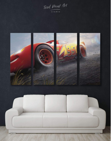4 Panels Lightning McQueen Cars 3 Canvas Wall Art