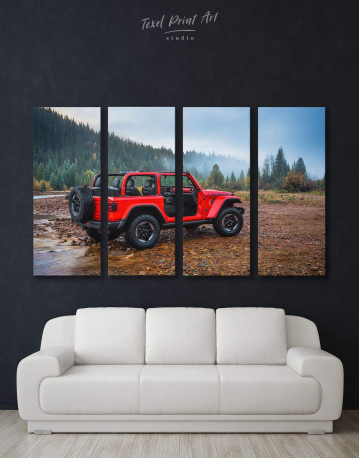 4 Panels Jeep Wrangler Canvas Wall Art
