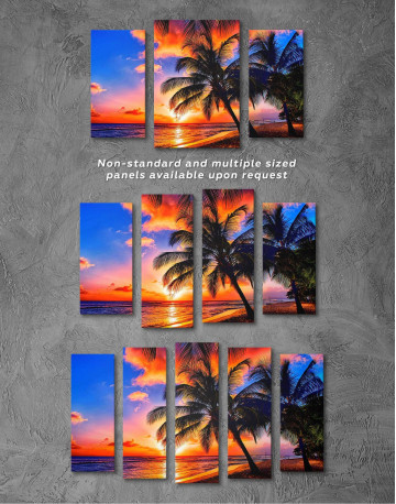 5 Panels Coast Sunset Canvas Wall Art - image 2