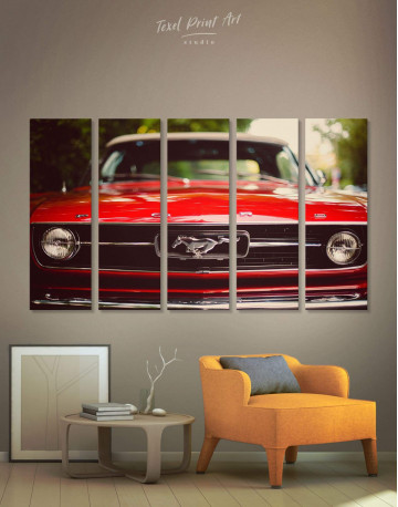 5 Panels Ford Mustang 1967 Canvas Wall Art