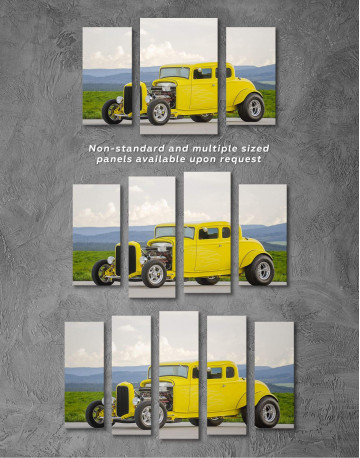 5 Panels Yellow Hot Rod Canvas Wall Art - image 3