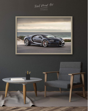 Framed Bugatti Chiron Sports Car Canvas Wall Art - image 1