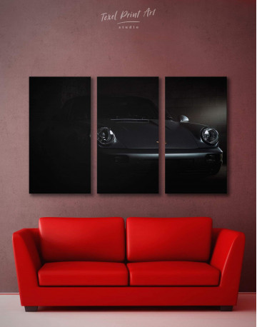 3 Panels Silver Porsche 964 Canvas Wall Art