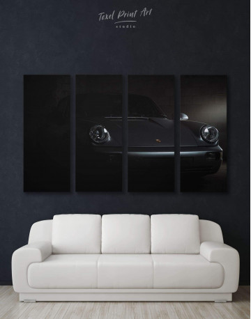 4 Panels Silver Porsche 964 Canvas Wall Art