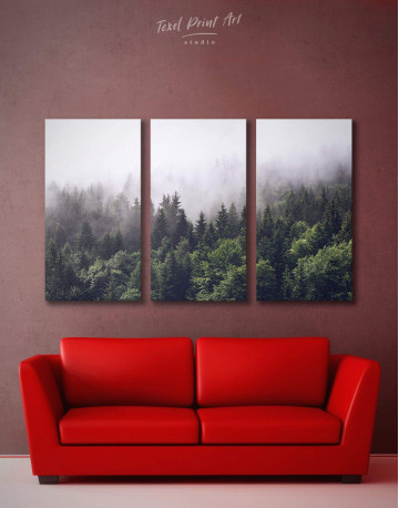 3 Panels Misty Forest Canvas Wall Art
