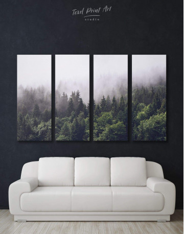 4 Panels Misty Forest Canvas Wall Art