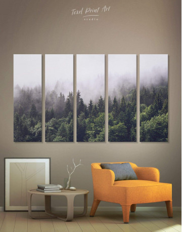 5 Panels Misty Forest Canvas Wall Art