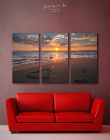 3 Panels Coastal Sunset Canvas Wall Art