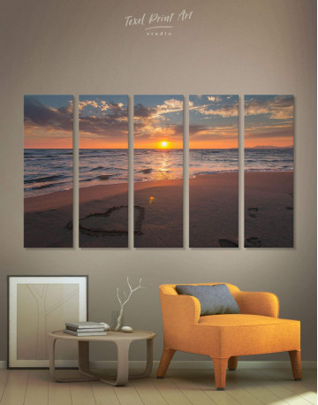 5 Panels Coastal Sunset Canvas Wall Art