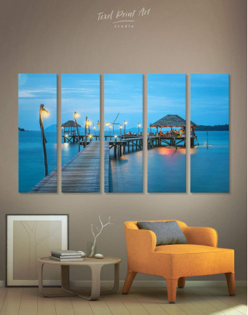 5 Panels Beach Bungalow Canvas Wall Art