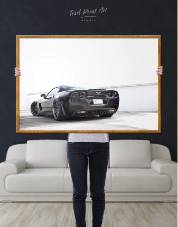 Framed Black Chevrolet Corvette Z06 Canvas Wall Art - image 2