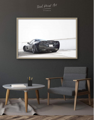 Framed Black Chevrolet Corvette Z06 Canvas Wall Art - image 1