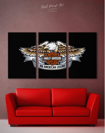 3 Panels Harley Davidson Logo Canvas Wall Art
