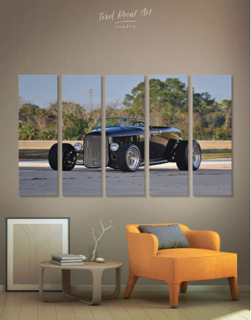 5 Panels Black Vintage Automobile Canvas Wall Art