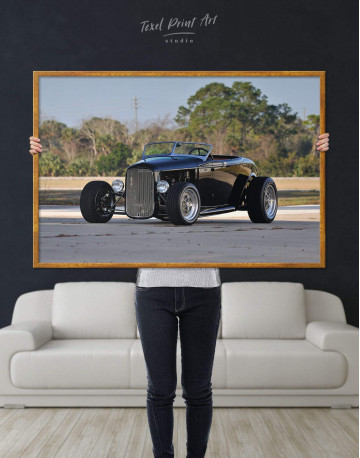 Framed Black Vintage Automobile Canvas Wall Art - image 2