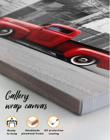 3 Panels Red Pickup Truck Canvas Wall Art - image 1